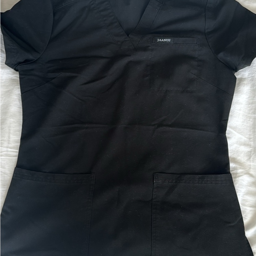 Jaanuu Black Scrub Top and Jogger Bottoms